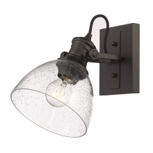 Golden 3118-BA1 RBZ-SD - Yep by Golden Lighting Hines 1-light Vanity in Rubbed Bronze and Seeded Glass